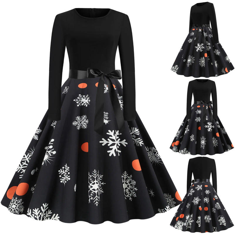 Description Picture 2 of itemLong Sleeve Christmas 1950s Housewife Christmas Elegant Dresses For Women Dresses Evening Party Prom Dress Women'S Evening Dress