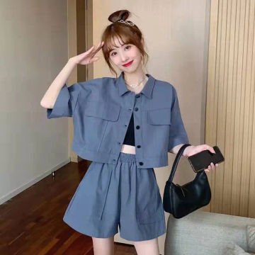 2023 Summer Women's Suit Short Sets Casual Femininity Two Piece Set Korean Style Loose Fashion Tops Shorts New In Matching Sets