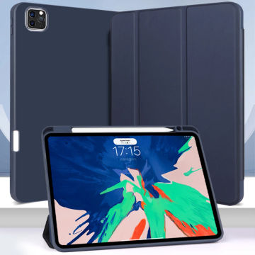 Smart Tablet Protective Case TPU Silicone Scratch and Shockproof Ultra Thin Fashion Pen Holder Fit for iPad Pro11/10.9/10.2/10.5