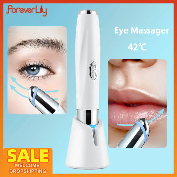 Hot Compress Eye Massager Pen Smart Disinfection LED Eye Lip Massager Eye Skin Tighten Anti Aging Eye Wrinkle Lip Lines Removal