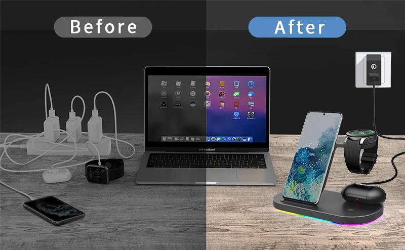 Description Picture 3 of item3 in 1 Wireless Charger Stand 15W Fast Charging for Samsung Galaxy S23 Ultra/S22/S21/S10 Galaxy Watch 6 5 Pro Active 2 Buds