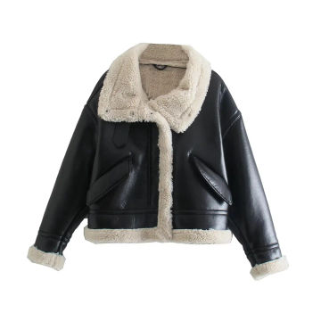 UNIZERA 2023 Autumn/Winter New Product Women's New Fashion Casual Loose Versatile Zipper Imitation Leather Jacket Coat
