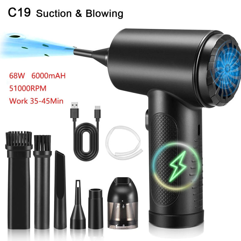 Description Picture 2 of itemPortable Air Blower & Vacuum Cleaner 2 in 1 Compressed Air Duster 6000mAh Cordless Duster Blower for Keyboard Computer Cleaning