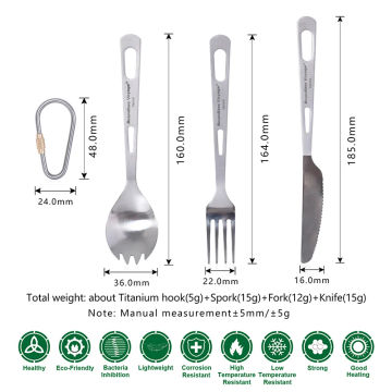 Boundless Voyage Titanium Tableware Travel Flatware Titanium Knife Fork Spoon Chopsticks Straw Outdoor Camping Picnic Cutlery