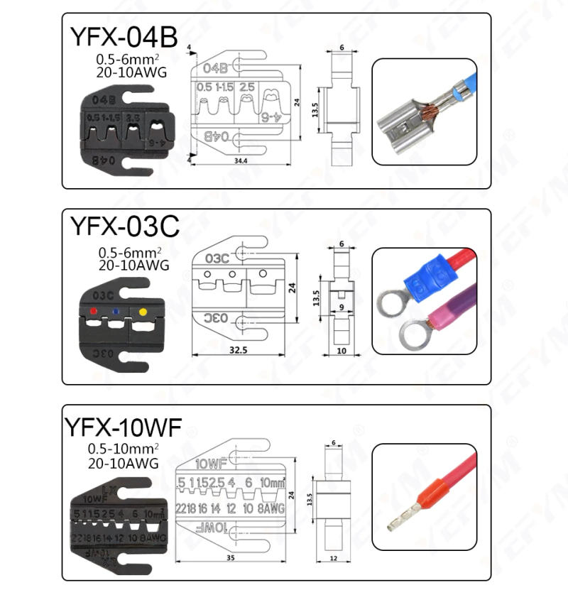 Description Picture 2 of itemYFX quick replacement of jaw Crimping pliers for 236mm pliers plug spring and crimping cap terminals high hardness jaw tool