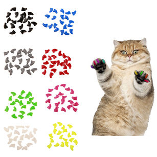 20Pcs Soft Plastic Colorful Cat Nail Caps Paw Claw Protector Cover with Glue
