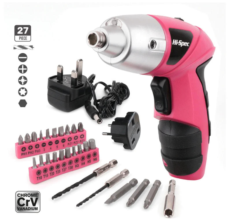 Description Picture 3 of itemHi-Spec Pink 4.8V Cordless Electric Screwdriver Wireless Cordless Drill Driver Battery Screwdriver Gun Power Tool with LED Light