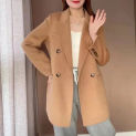 2023 New Wool Coat Women's Double breasted Double-sided Jacket  Commuter European and American Mid length Suit Collar Coat