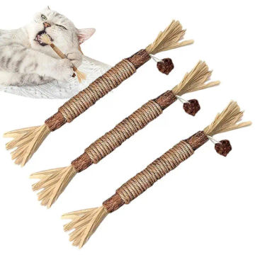 Natural Rattan Wooden Stick Pet Cat Snacks Sticks Cleaning Tooth Catnip Stick Cat Chew Toy Pet Supplies Cat Favors Pet Toy