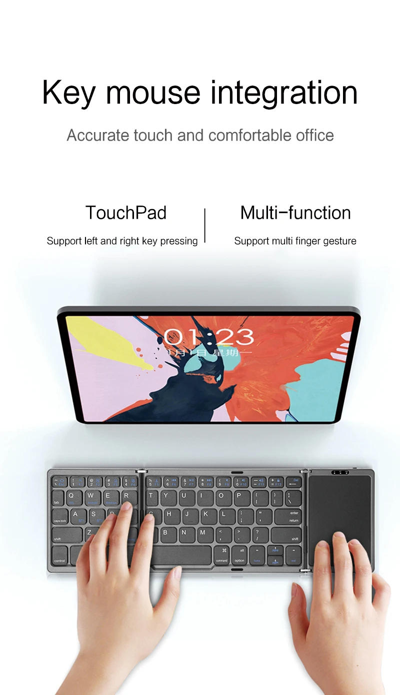 Description Picture 2 of itemLight-Handy Mini Portable Folding Keyboard Wireless Bluetooth Keyboard Rechargeable For IOS Android Windows iPad Tablet Phone