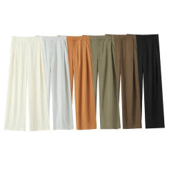 Women Straight Leg Pants 2023 New Solid High Waist Casual Baggy Pants Trousers with Pockets Office Lady Pants Streetwear