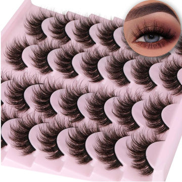 14 Pairs Wispy Mink Lashes Fluffy Eye Lashes Natural Look 5D Volume 16mm Fake Eyelashes Pack