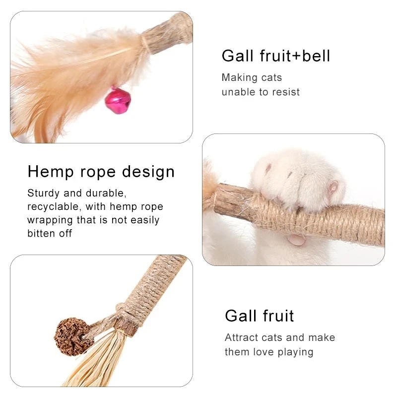 Description Picture 3 of item1 Pc Cat Toys Silvervine Chew Stick Polygonum Kitty Raffia Grass Pet Supplies Cleaning Teeth Stick Pet Bite Cat Toy Hemp Rope