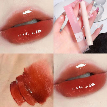 New 6 Colors Mirror Jelly Lip Gloss Moisturizing Water Glossy Liquid Lipstick Waterproof Lasting Red Tint Lips Makeup Cosmetics