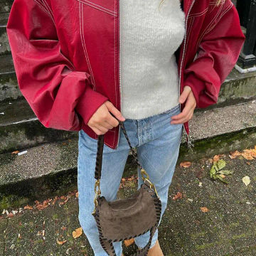 Women Casual Lapel Wine Red Jacket Fashion Loose Zipper Cropped Warm Coat 2023 Autumn Female High Street Vintage Chic Outerwear