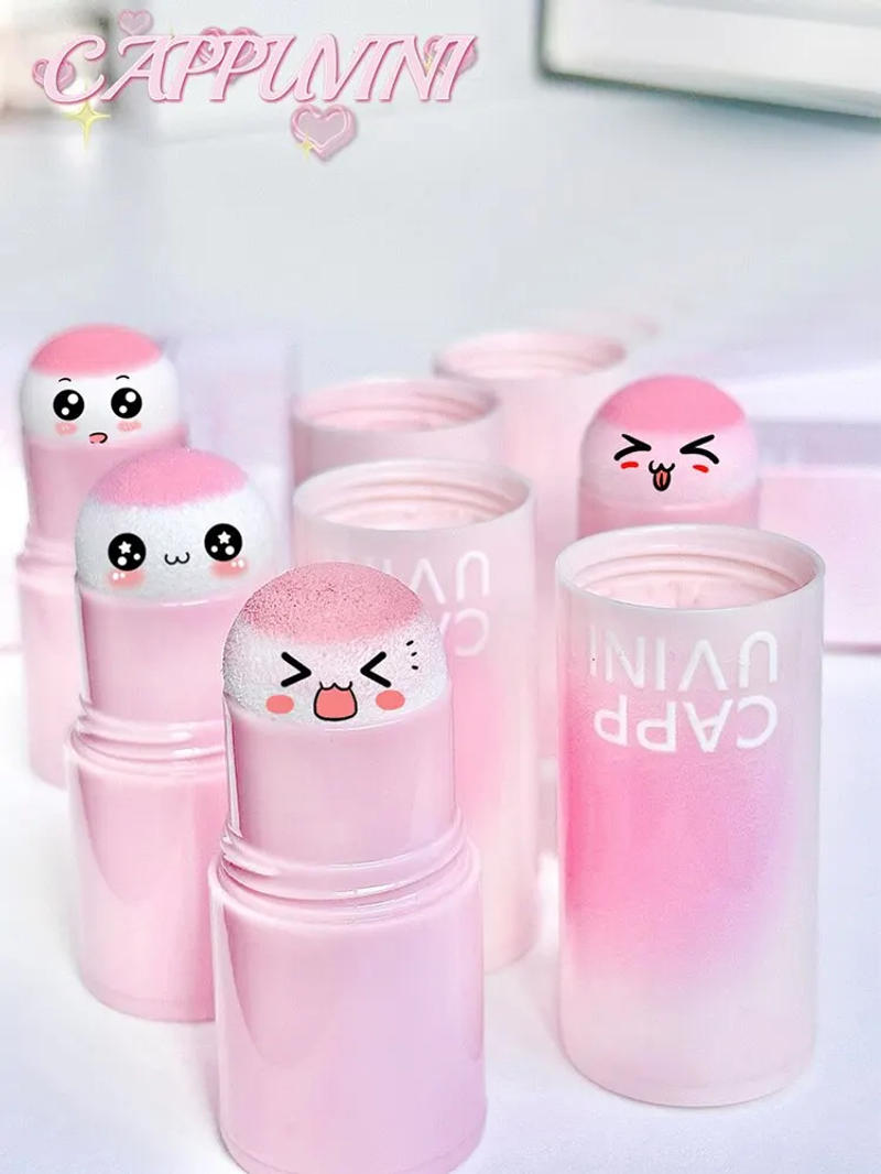 Description Picture 2 of itemNatural Pink Color Cappuvini Blusher Stick Face Blusher Patting Powder Blusher for Cheeks Cute Korean Style