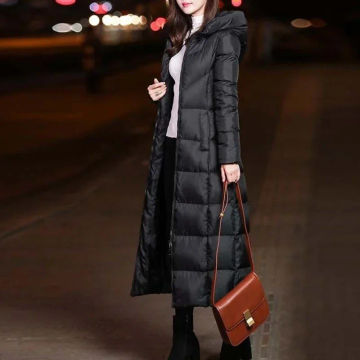 Fotvotee Winter Jacket Women Black Long Puffer Elegant Coat 2023 Vintage Streetwear Thicken Warm Silm Lady Clothes Casual Parkas