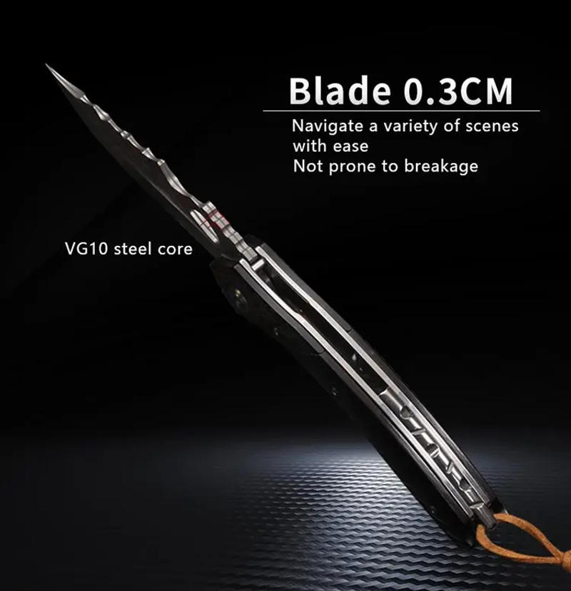 Description Picture 5 of itemDamascus steel folding knife high hardness sharp outdoor camping carry pocket knife portable defense folding fruit knife