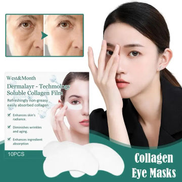 10pcs Collagen Film Soluble Eye & Face Patches Anti Aging Under Eye Mask Face Skin Lifting Patches Skin Care Cheek Firming