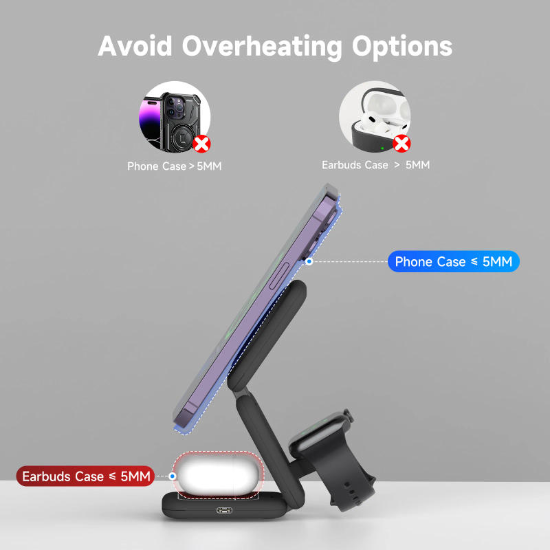 Description Picture 6 of item2024 New Upgrade Foldable Magnetic for iPhone 15 14 Wireless Charger Station for Apple Watch S9 Fast Charging Stand Dock Holder