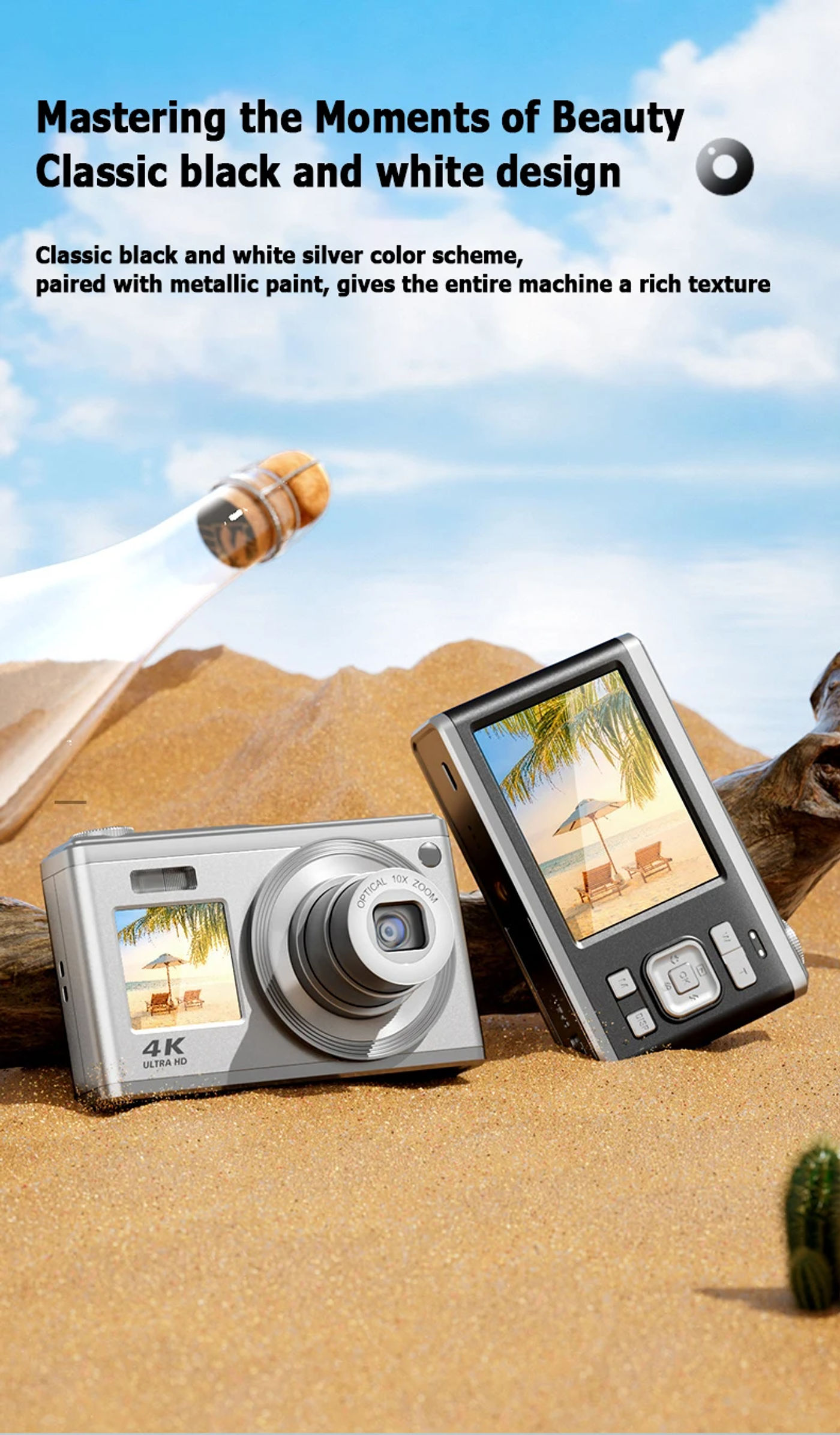 Description Picture 4 of itemPortable 4K Ultra Clear Macro 60 Megapixel Front And Rear Dual IPS HD Sreen 10x Optical Zoom 6x Digital Zoom Digital Camera