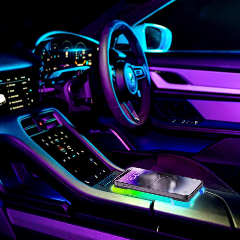 Description Picture 4 of itemBonola Silicone Car Wireless Charger Non-slip Pad with LED Light Compatible for Tesla/VW/Toyota Universal Car Chargers Holder