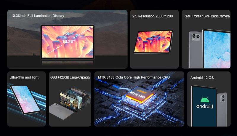 Description Picture 3 of itemN-one NPad Plus Android 12 Tablet PC MTK8183 Octa Core 2.0GHz 6GB+128GB 10.36'' Full Display 2000x1200 2K Incell FHD IPS Screen