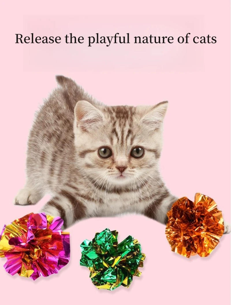 Description Picture 2 of itemRinging Paper Colorful Ball Cat Toy Tin Soundmaking Festival Decoration Playing Interactive Products Supplies Color Random