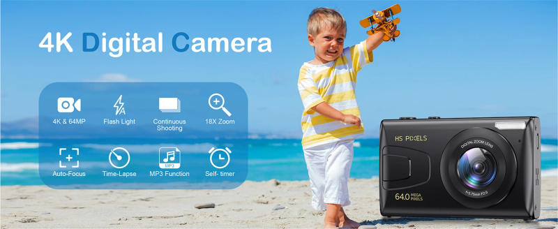 Description Picture 2 of item2.7K Kids Digital Camera For Photography 64MP MP3 Player Compact Video Camera 18X Digital Zoom Vlogging Camera Travel Walkman