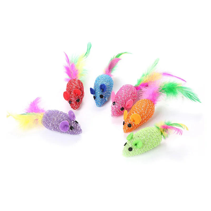 Description Picture 2 of itemCat Interactive Colored Feather Tail Little Mouse Cats Toy Set Pet Interactive Training Supplies Cat Accessories Cat Funny Toys