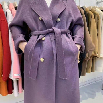 Wool Blends Autumn and Winter Luxury 2023 New Double-sided Cashmere Overcoat Women's Long Length High-end Lapel Coats with Belt