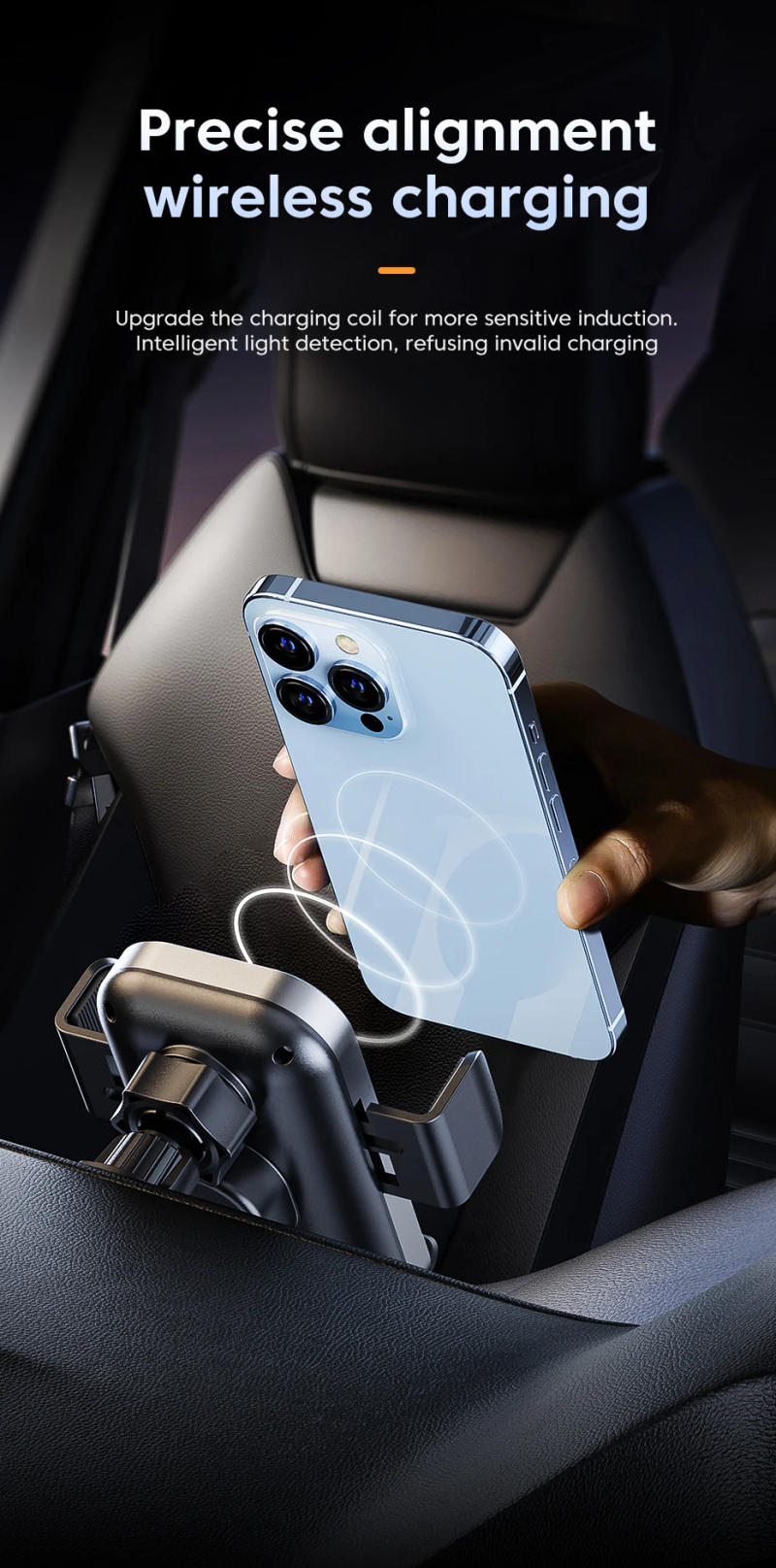 Description Picture 4 of itemNew 15W Car Wireless Charging Vents Quick Charging Car Phone Holder Automatic Opening and Closing Navigation Car iPhone15 14 13