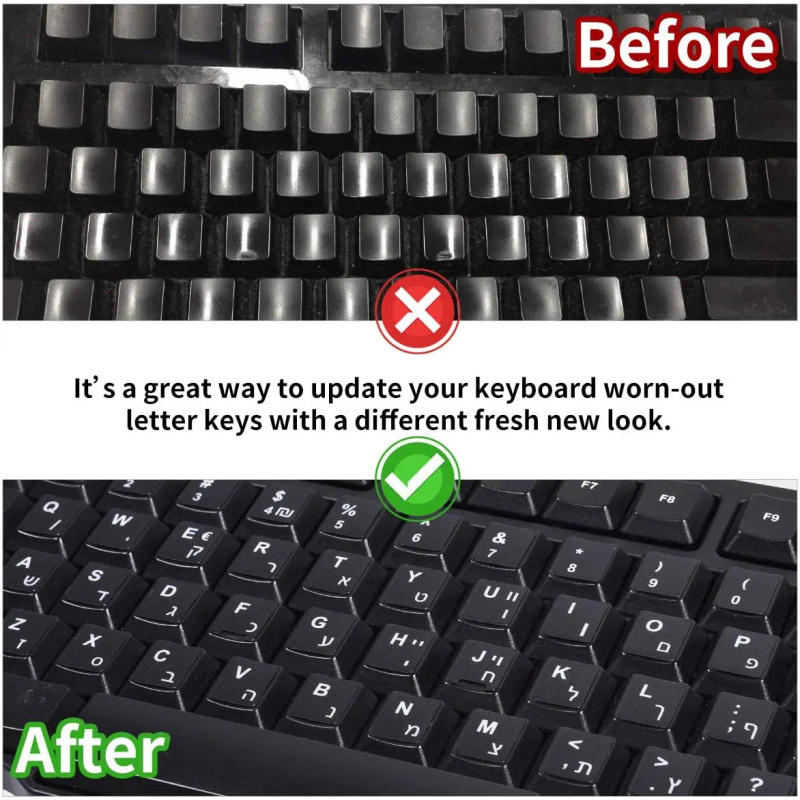 Description Picture 4 of itemEnglish Russian Korean Spanish Italiano Language Keyboard Letters Stickers Alphabet Waterproof Durable Layout Button Sticker