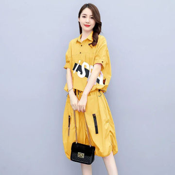 Summer Clothes New Women's Suit Casual T-shirt And Loose Wide Leg Shorts 2 Two Piece Set For Women Fashion Korean Crop Top Z42