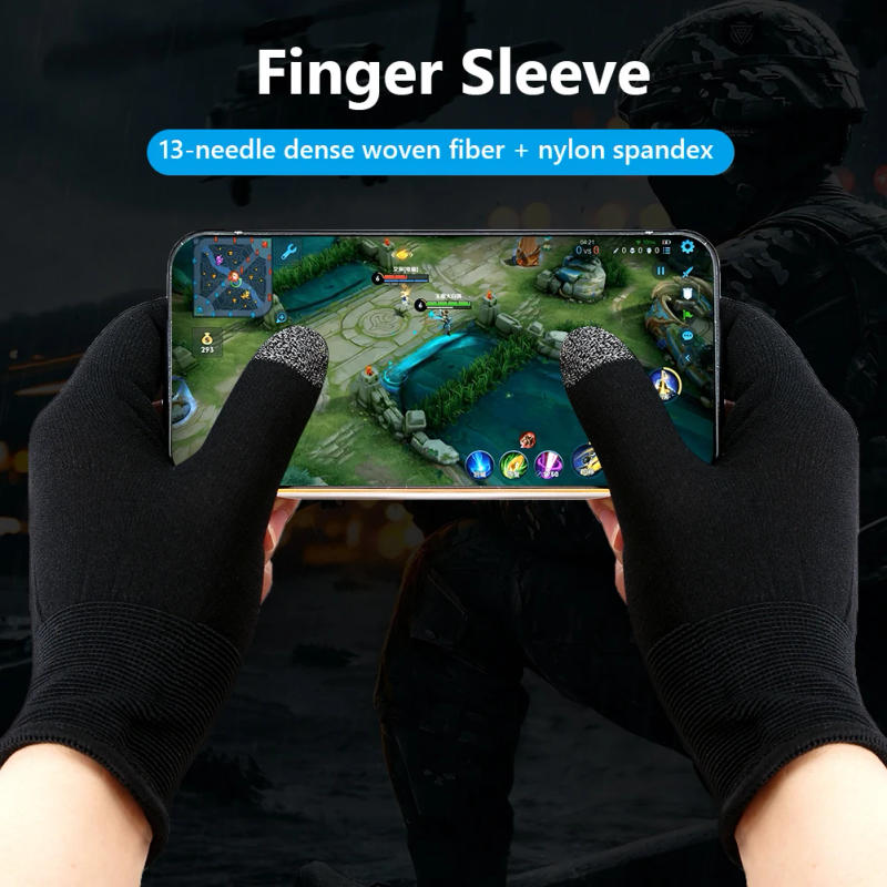 Description Picture 3 of item1 Pair Finger Sleeve for PUBG Mobile Game Sweatproof Breathable Sensitive Gaming Touch Screen Fingertips Cover Thumb Gloves