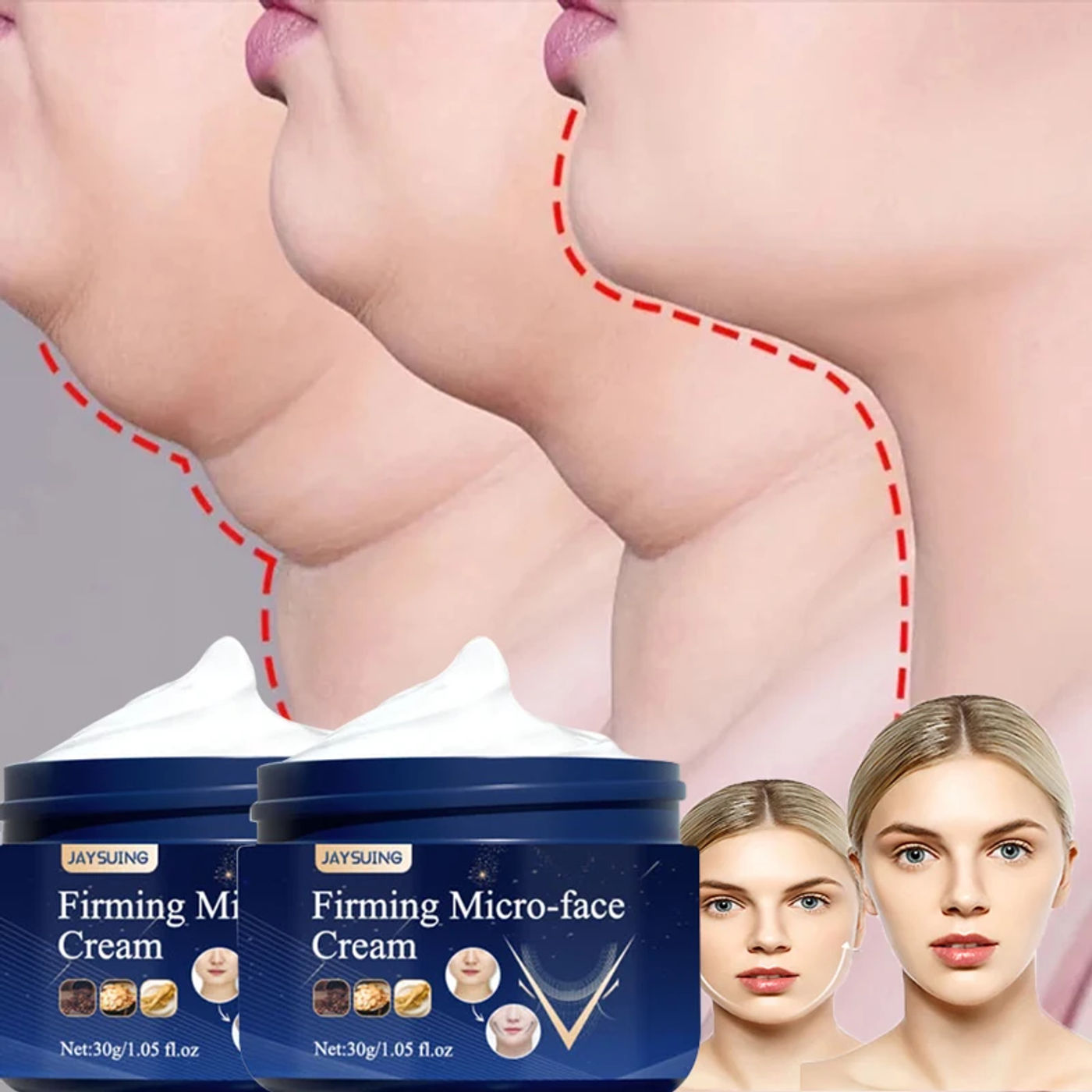 Description Picture 2 of itemFirming Face-lift Slimming Cream V-Shape Slimming Removal Masseter Muscle Double Chin Face Fat Burning Anti-aging Products 30g