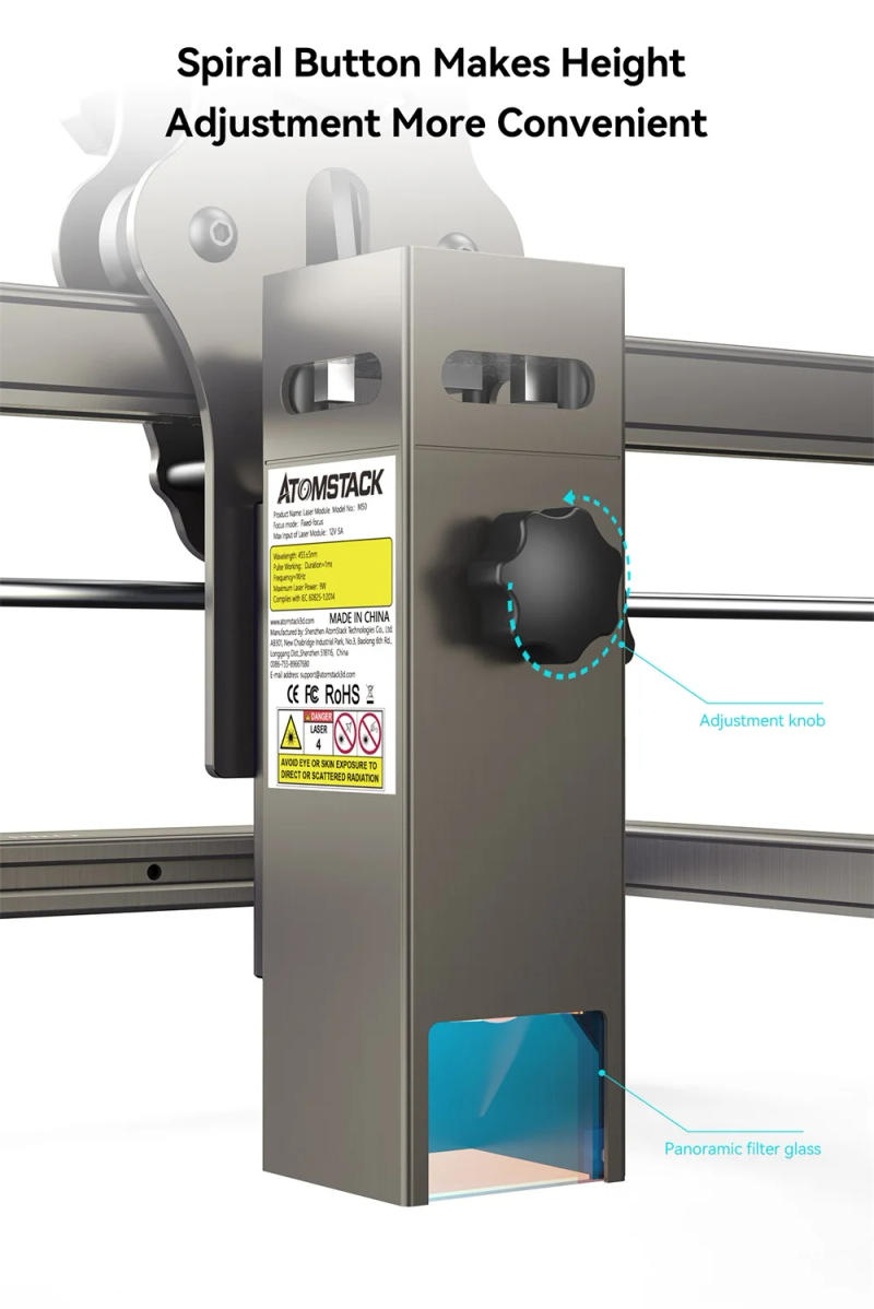 Description Picture 6 of itemATOMSTACK S10 PRO 50W Portable CNC 410mmx850mm 32 Bit Eye Protection Acrylic Glass Metal Laser Printer Laser Engraving Machines