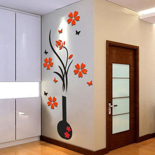 Removable 3D Vase Flower Tree Wall Stickers Home Decal DIY Living Room Decor
