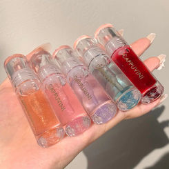 Transparent Crystal Jelly Lipgloss Shiny Clear Mirror Moisturizing Lip Balm Glitter Liquid Lipstick Lip Oil Fruit Taste Lip Tint