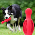 Pet Teething Toy Rubber Hollowed-out Leaky Food Bowling Ball Toy Audible Bite Resistant Interaction