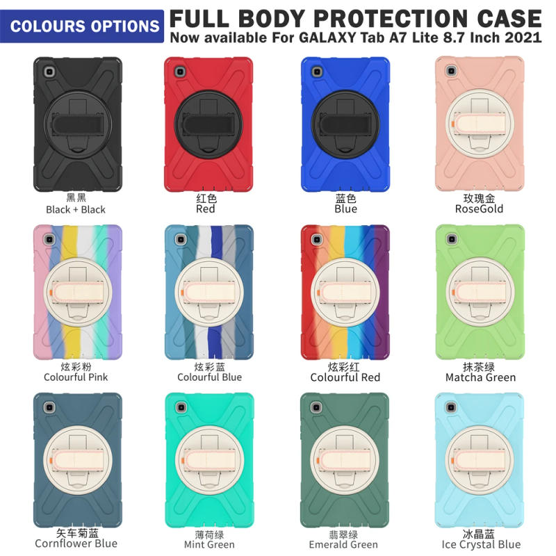 Description Picture 2 of itemHeavy Duty Tablet Case For Samsung A7 Lite 8.7 Inch 2021 Rotating Stand Silicone Shockproof For Tab A8 10.5 X200 X205 T220 T225