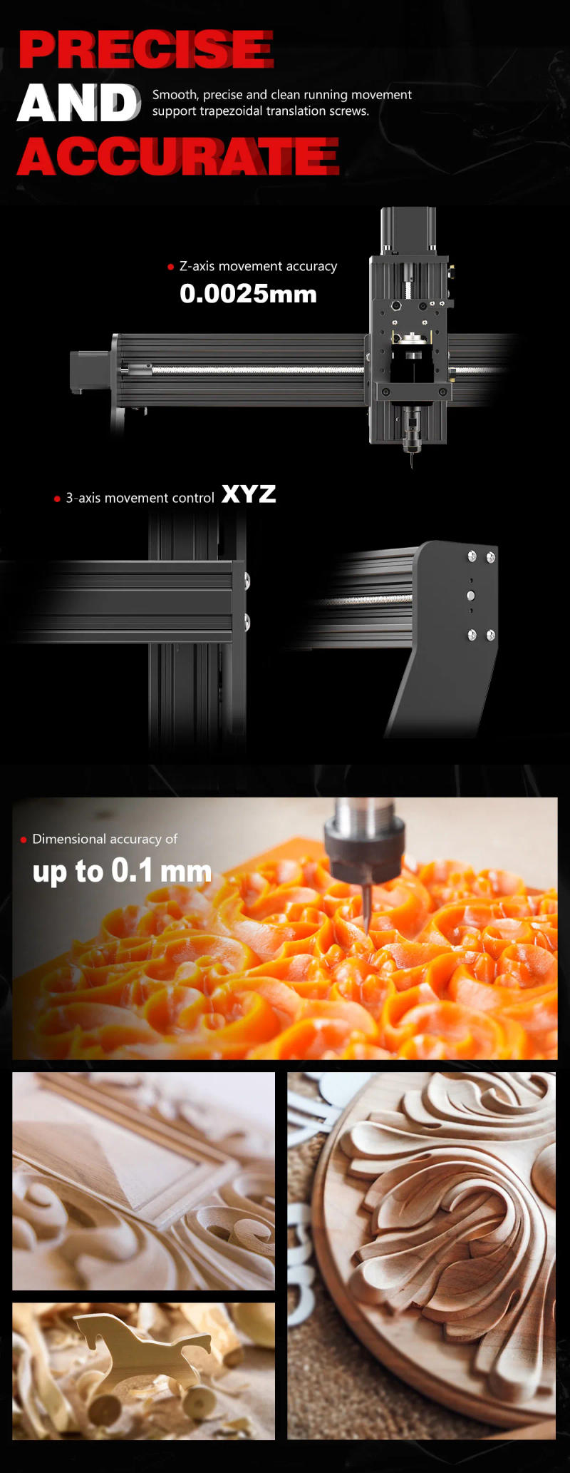 Description Picture 6 of itemTwotrees TTC450 CNC Laser Engraver Wood CNC Router Milling Cutting Machine DIY Woodworking For Acrylic PCB PVC Metal Carving