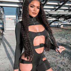 Sexy Women's Sexy Clothes Sets Bandage Women Hollow Out Long Sleeve Bodysuit Skinny Shorts Jumpsuit Short Sets Streetwear