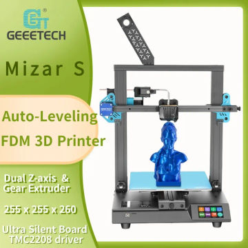 GEEETECH Mizar S 3d printer machine, Dual Gear Extruder Z axis Fixed HeatBed with Auto-Leveling, TMC2208 silent printing machine