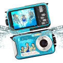 10FT Waterproof Camera 48MP Photo 2.7K Video , Dual Display  EIS  for Snorkeling, Swimming, Surfing