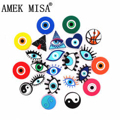 New Jibz 1pcs Evil Eye Shoe Charms DIY Tai Chi Clogs Shoes Decorate Fit Croc Sandals Buckle Aceessories Unisex X-mas Cool Gifts