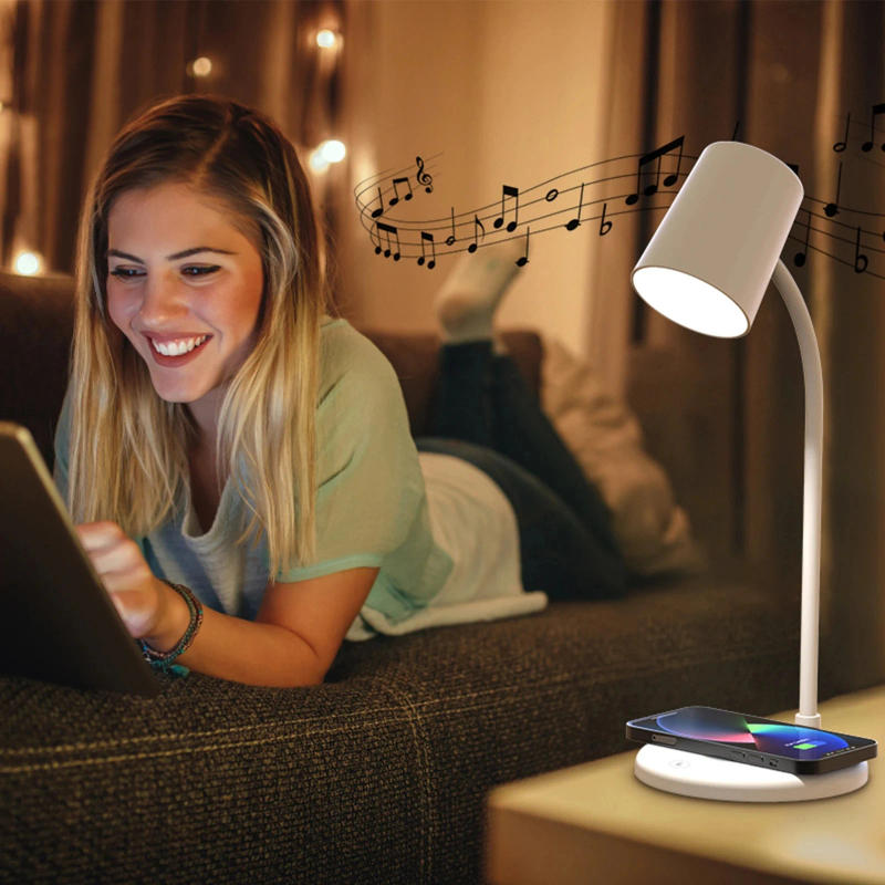 Description Picture 6 of itemWireless Charging Desk Lamp Bluetooth Speaker 3 in 1 Night Light USB Charging LED Desk Lamp Bluetooth Audio Wireless Charger