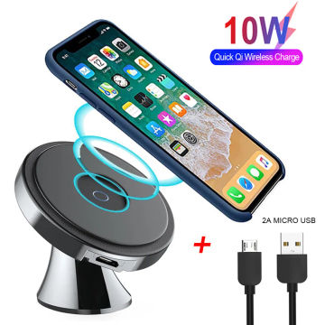 10W Wireless Charger Car Phone Holder For iPhone 12 Pro Max Airpods Samsung Phone Holder In Car Phone Navigation Charging Stand