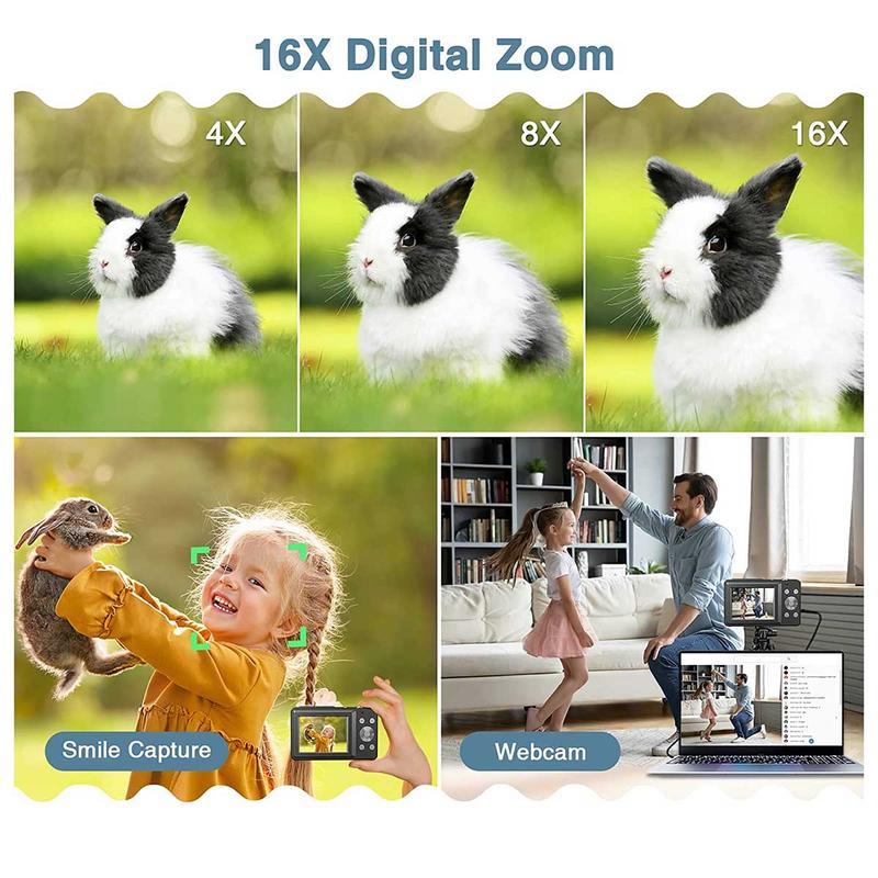 Description Picture 3 of item1080P Full HD Digital Camera 44MP Compact Camera 2.4 Inch LCD Screen 16X Digital Zoom Camera Mini Video Camera