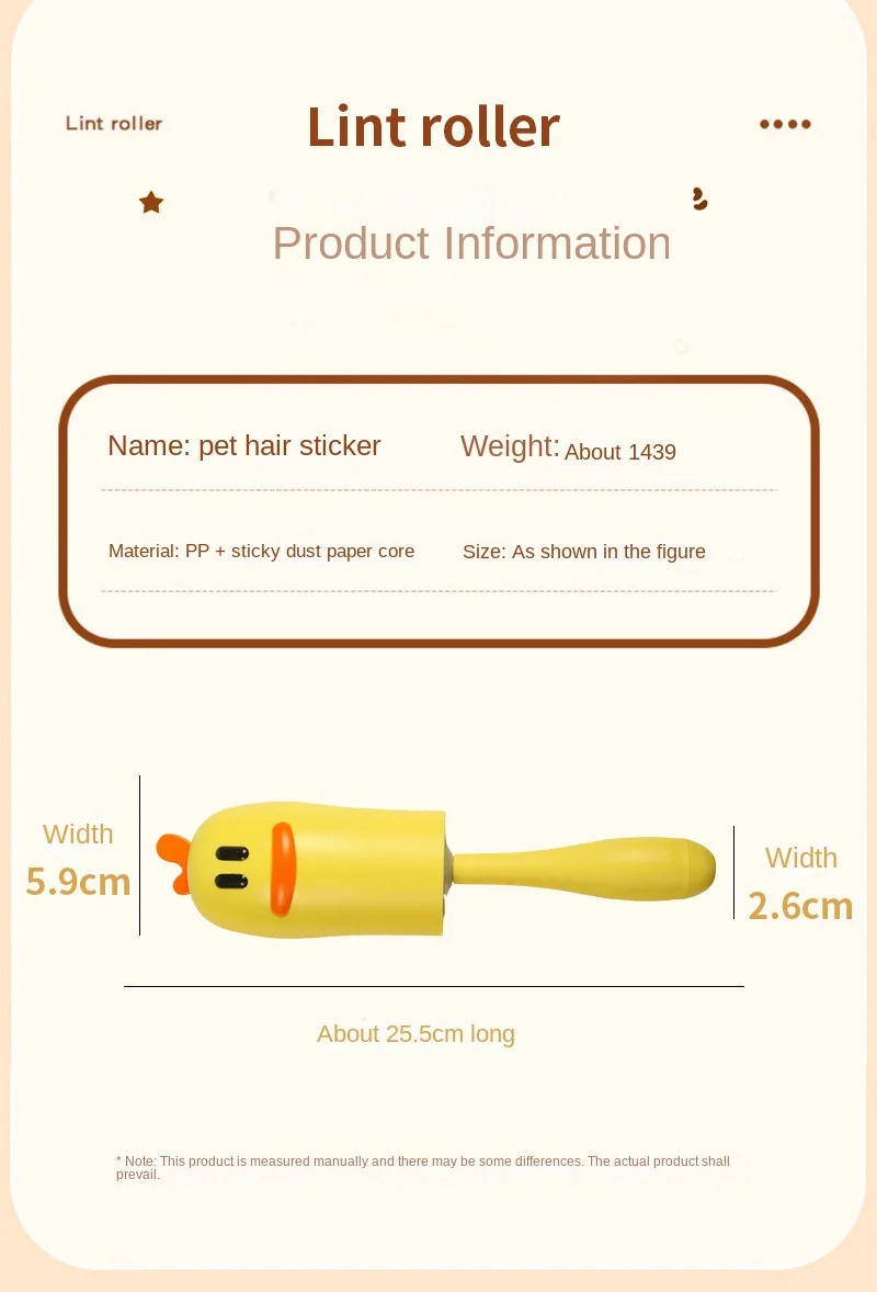 Description Picture 4 of itemPet Sticker Cartoon Style Tearable Dust Sticker Paper Roller Furniture Clothes Hair Remover Cat Supplies Cat Lint Roller
